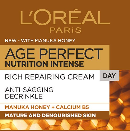 Cuidado de la piel Foto del frente de la caja de la crema de nutricion intensa Age Perfect